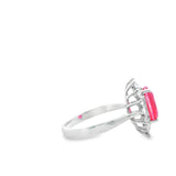 Women 925 Silver Rhodium Ring Pink Rubellite