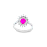Women 925 Silver Rhodium Ring Pink Rubellite