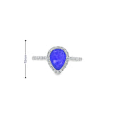 Women 925 Silver Rhodium Ring Charoite Pear