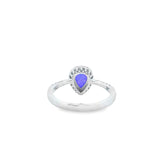 Women 925 Silver Rhodium Ring Charoite Pear