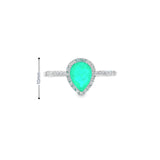 Women 925 Silver Rhodium Ring Fluorite Pear