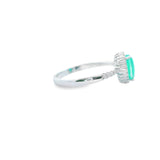 Women 925 Silver Rhodium Ring Fluorite Pear