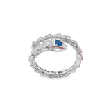 Women 925 Silver Rhodium Ring Snake