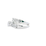Women 925 Silver Rhodium Ring Round -Baguette