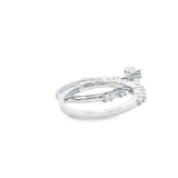 Women 925 Silver Rhodium Ring Radiant -Worked