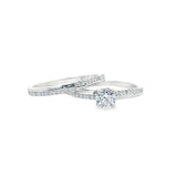 Women 925 Silver Rhodium Ring Round-Double