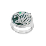 Women 925 Silver Rhodium Ring-Tiger