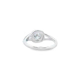 Women 925 Silver Rhodium Ring-Round Moissanite