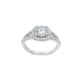 Women 925 Silver Rhodium Ring-Round Moissanite