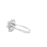 Women 925 Silver Rhodium Ring-Flower Moissanite