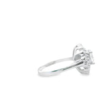 Women 925 Silver Rhodium Ring-Flower Moissanite