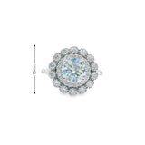 Women 925 Silver Rhodium Ring-Flower Moissanite