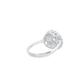 Women 925 Silver Rhodium Ring-Flower Moissanite