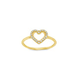 Bague en or 10 carats avec diamant en forme de cœur