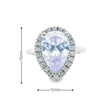 Bague en or blanc 10 carats avec pierre poire