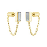 Baguette Drop Chain Stud earrings