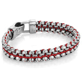 DOUBLE-ROW ROUND-BOX RED-NYLON-CORD 8"-BRACELET