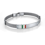 S.STEEL 3-ROW-CABLE SQUARE-ITALY-FLAG BANGLE