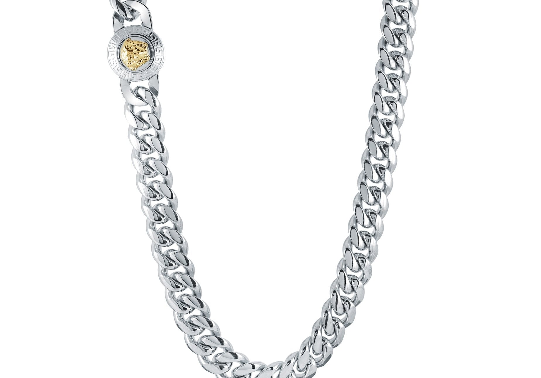 S.STEEL 12MM CURB MEDUSA CLASP Chain