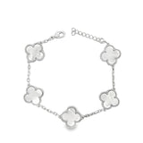 Large White Clover Bracelet Silver S925