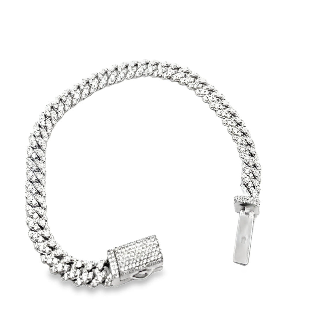 .925 Silver Moissanite CUBAN Iced Out Bracelet 6mm-8mm -10mm