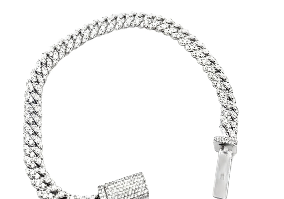.925 Silver Moissanite CUBAN Iced Out Bracelet 6mm-8mm -10mm