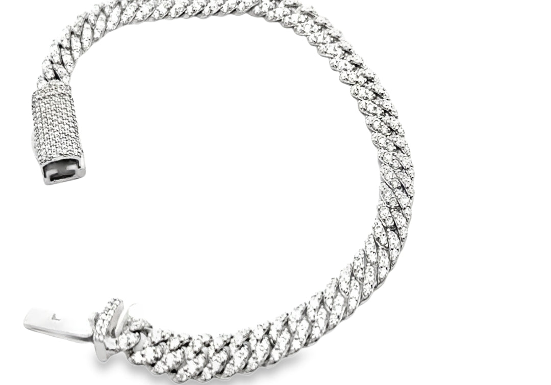 .925 Silver Moissanite CUBAN Iced Out Bracelet 6mm-8mm -10mm