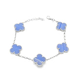 Large Violet Light Blue Clover Bracelet Silver S925
