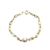 Bracelet trombone en or 10 carats et nacre