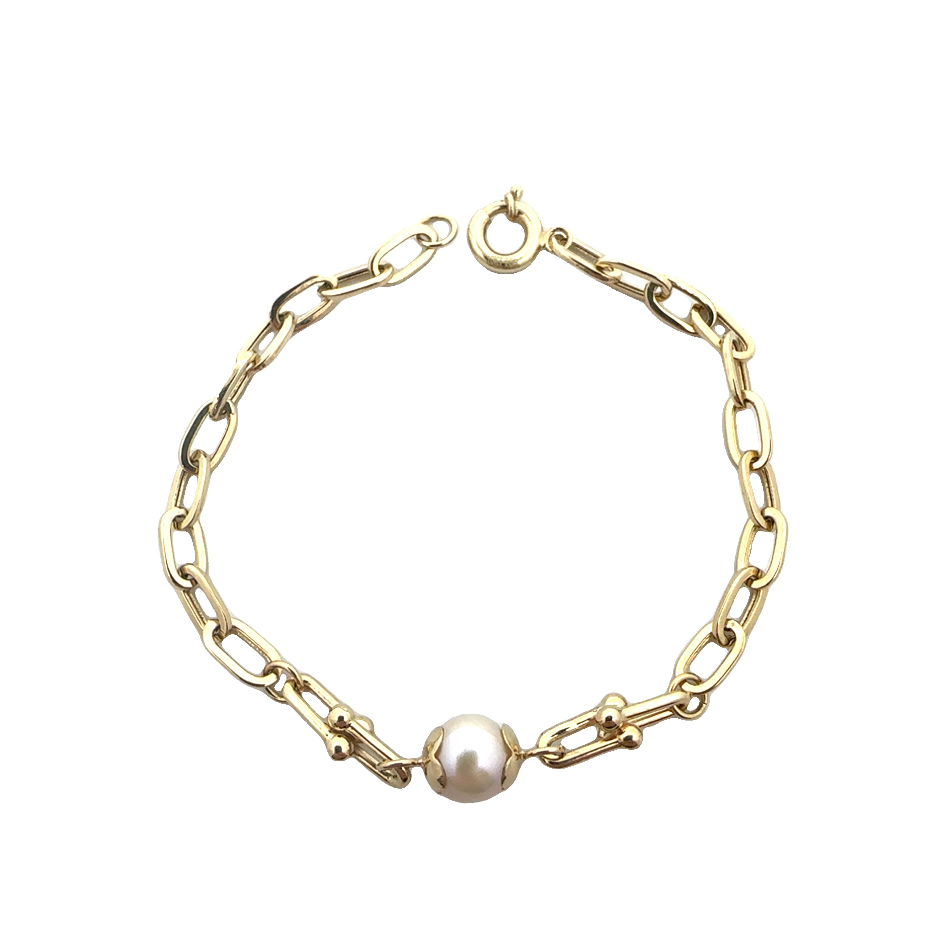 10K Gold Chain Paper Clip Mother Of Pearl