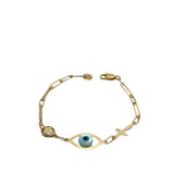 Baby Bracelet 10K Blue Eye & Cross link