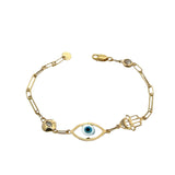 Baby Bracelet 10K Blue Eye & Fatma Hand Link