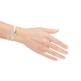 Yellow Gold Bangle Adorned with Round Brilliant Diamonds- 10K