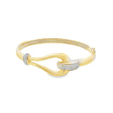 Yellow Gold Bangle Adorned with Round Brilliant Diamonds- 10K