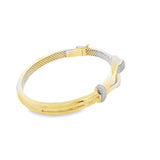 Yellow Gold Bangle Adorned with Round Brilliant Diamonds- 10K