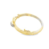 Yellow Gold Bangle Adorned with Round Brilliant Diamonds- 10K