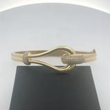 Yellow Gold Bangle Adorned with Round Brilliant Diamonds- 10K
