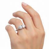 14K Heart and round Cut Engagement Ring