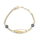Blue eyes Baby ID Bracelet 10K Gold