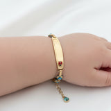 Ladybug/Blue eyes Aqua ID Bracelet 10K Gold