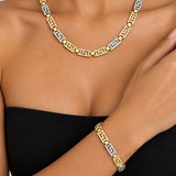 Medusa 3 Tone Diamond cut Set 10k Gold
