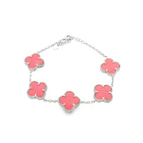 Large Pink Clover Bracelet Silver