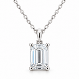 Emerald Cut Solitaire Diamond necklace - 14k