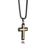 BLACK S.STEEL GOLD-IP HAMMERED CENTRE CROSS