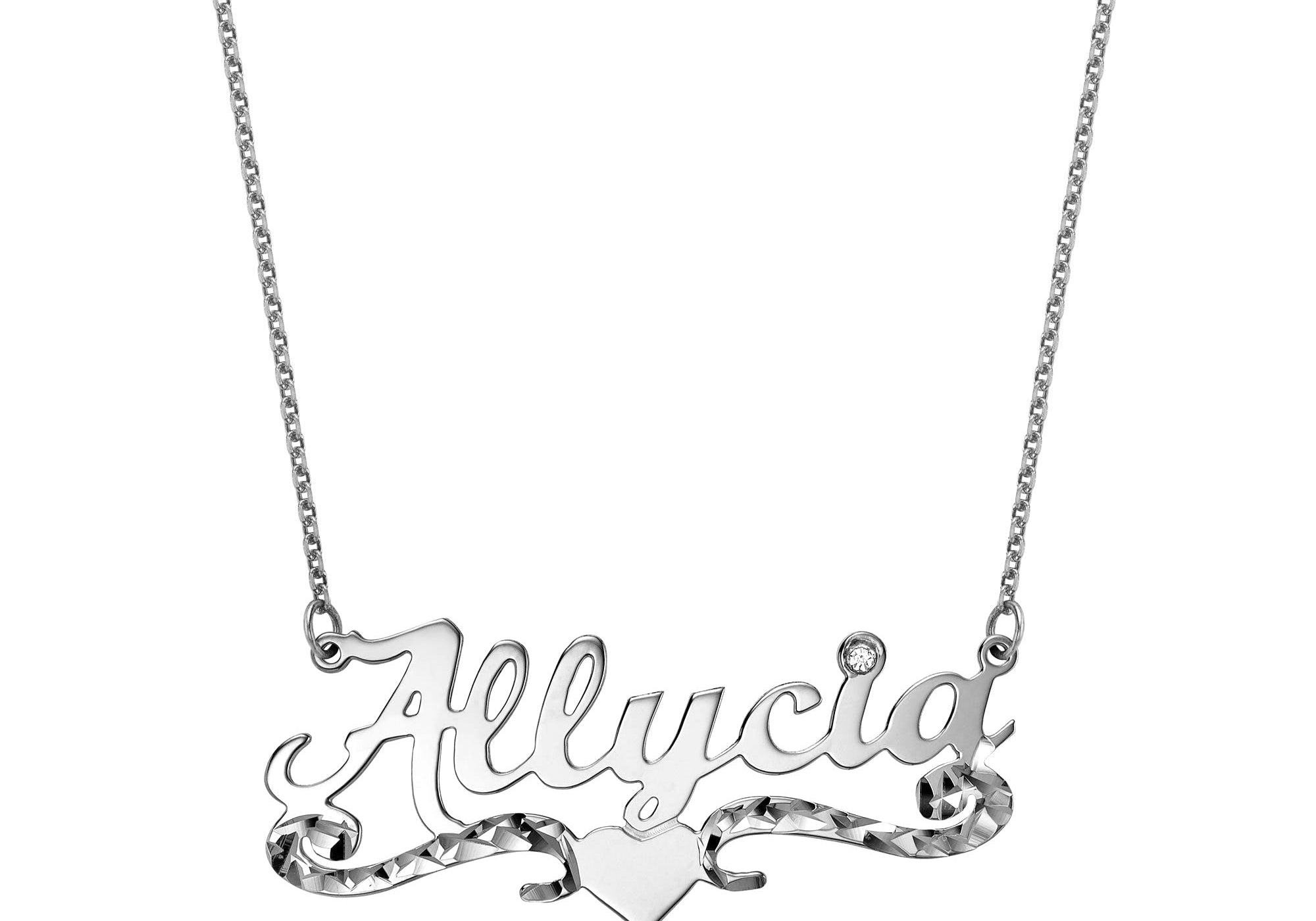 Angel Heart Name Necklace Solid Gold