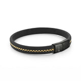 BLACK S.STEEL GOLD-IP 8MM SILICONE BRACELET