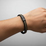 BLACK S.STEEL GOLD-IP 8MM SILICONE BRACELET