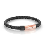 BLACK ROSE S.STEEL PUSH CLASP LEATHER BRACELET