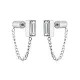 Baguette Drop Chain Stud earrings