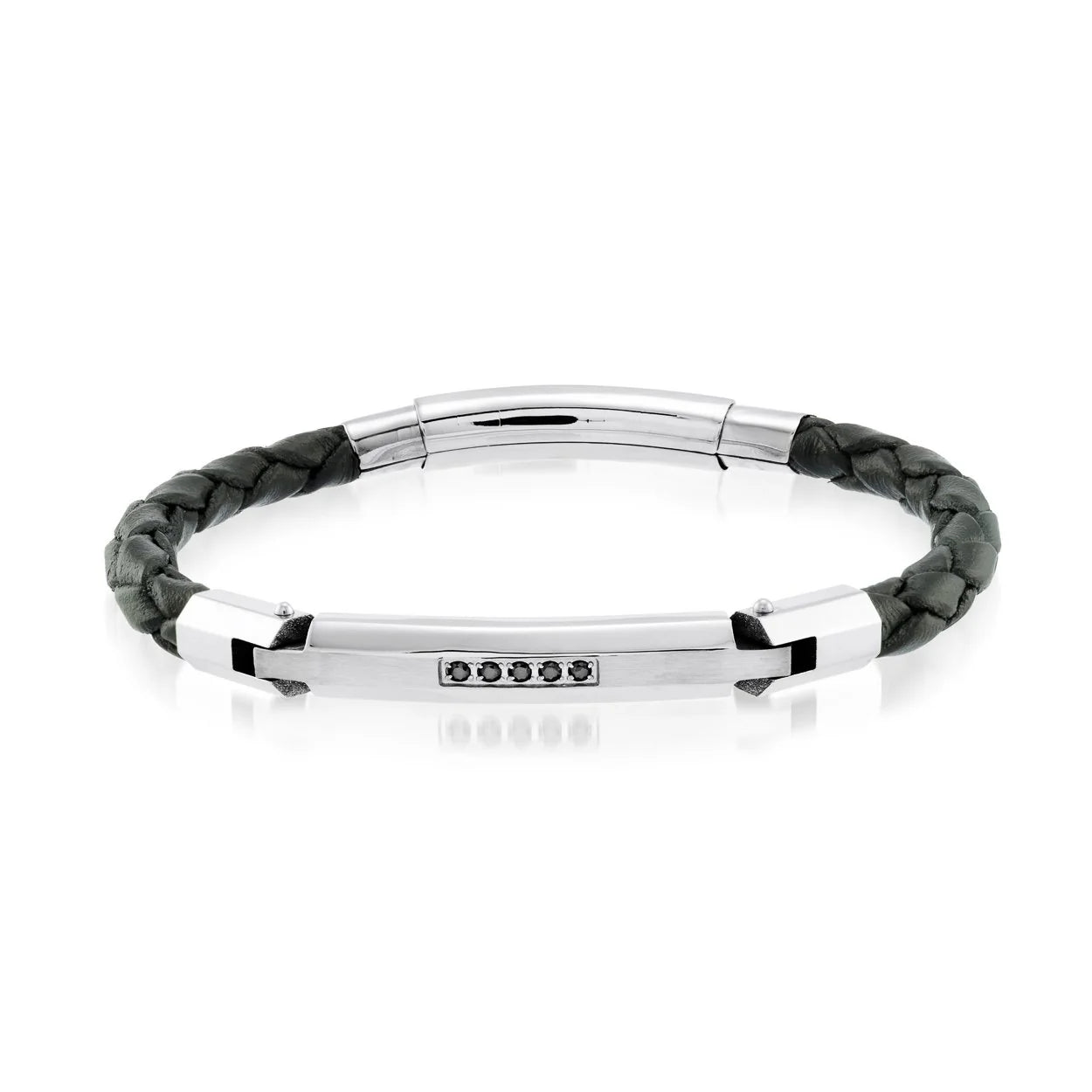 BLACK-LEATHER ADJ-BRACELET